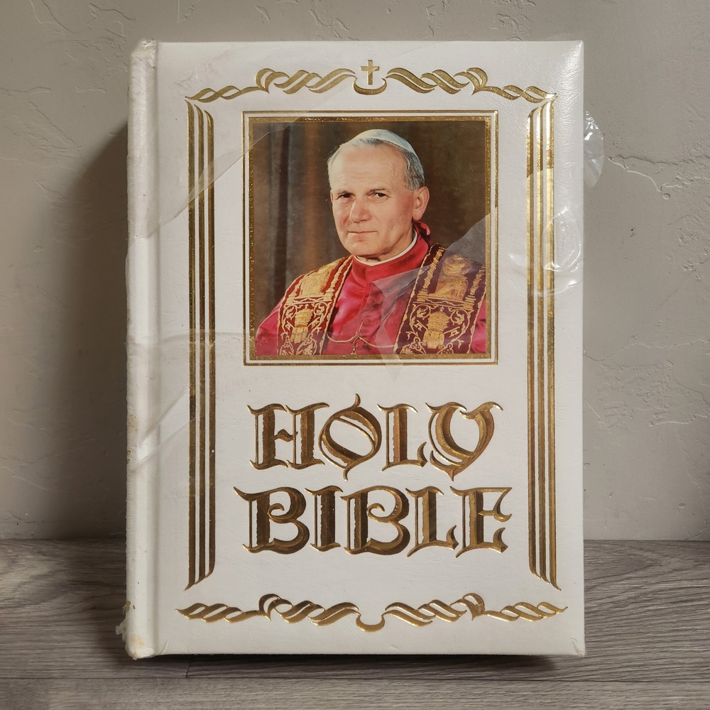 Vintage Holy Bible Pope John Paul II Edition Gold Gilt Catholic Religious Book